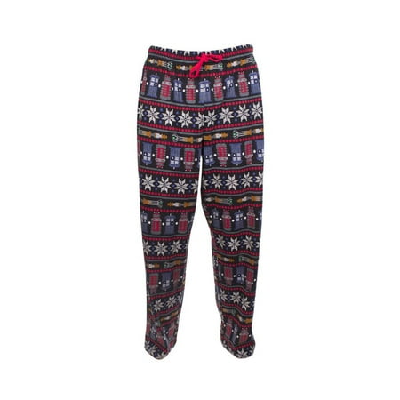 Small Mens Pants - Doctor Who Fairisle Men's Black Lounge Pants, Small