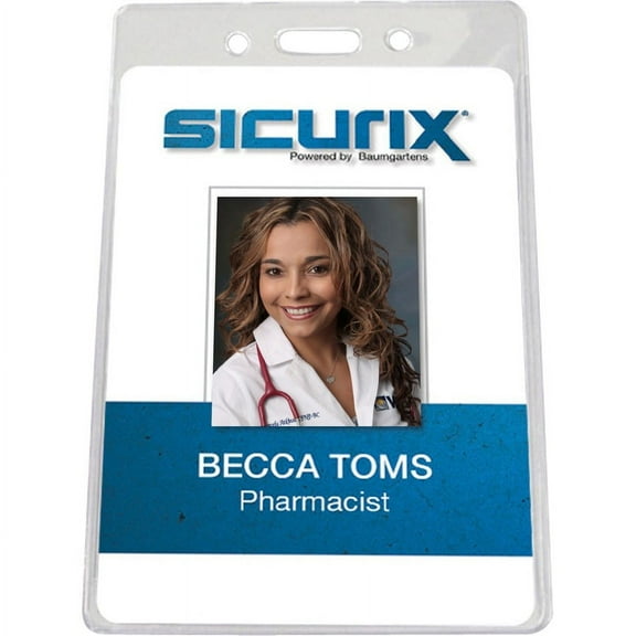 SICURIX Vertical ID Badge Holder - 3.9" x 3.6" x - Vinyl - 50 / Pack - Clear | Bundle of 2 Packs