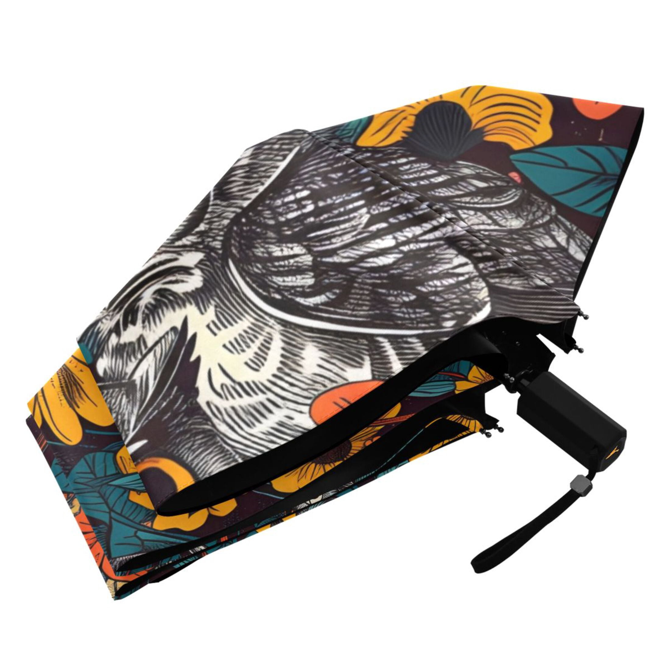 ALAZA Owl in Sunflowers UPF 50+ Compact Folding Umbrella for Rain Travel Umbrella Packable