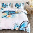 thumbnail image 3 of Duvet Cover Queen Size,Blue Watercolor Bedding Set,Butterfly Comforter for, 3 of 9