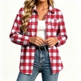 thumbnail image 6 of Josdec Women's Plaid Button Down Shirt, Lapel Long Sleeve with Double Chest Pockets for Office Daily S‑2XL, 6 of 7