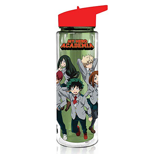 My Hero Academia Plastic Water Bottle [18oz] Feat. Shoto, Katsuki, Izuku, Momo and Ochako (Nine