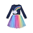 thumbnail image 1 of Robe Fille Arc-en-Ciel Jupe en Tulle Colorée Manches Longues Fête de Vacances 6 Ans, 1 of 6