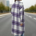 thumbnail image 4 of MaFYtyTPR Women's Long Outwears Top Fashion Casual Plaid Lapel Collar Button Long Sleeves Cardigan Coats Tops Purple S, 4 of 4