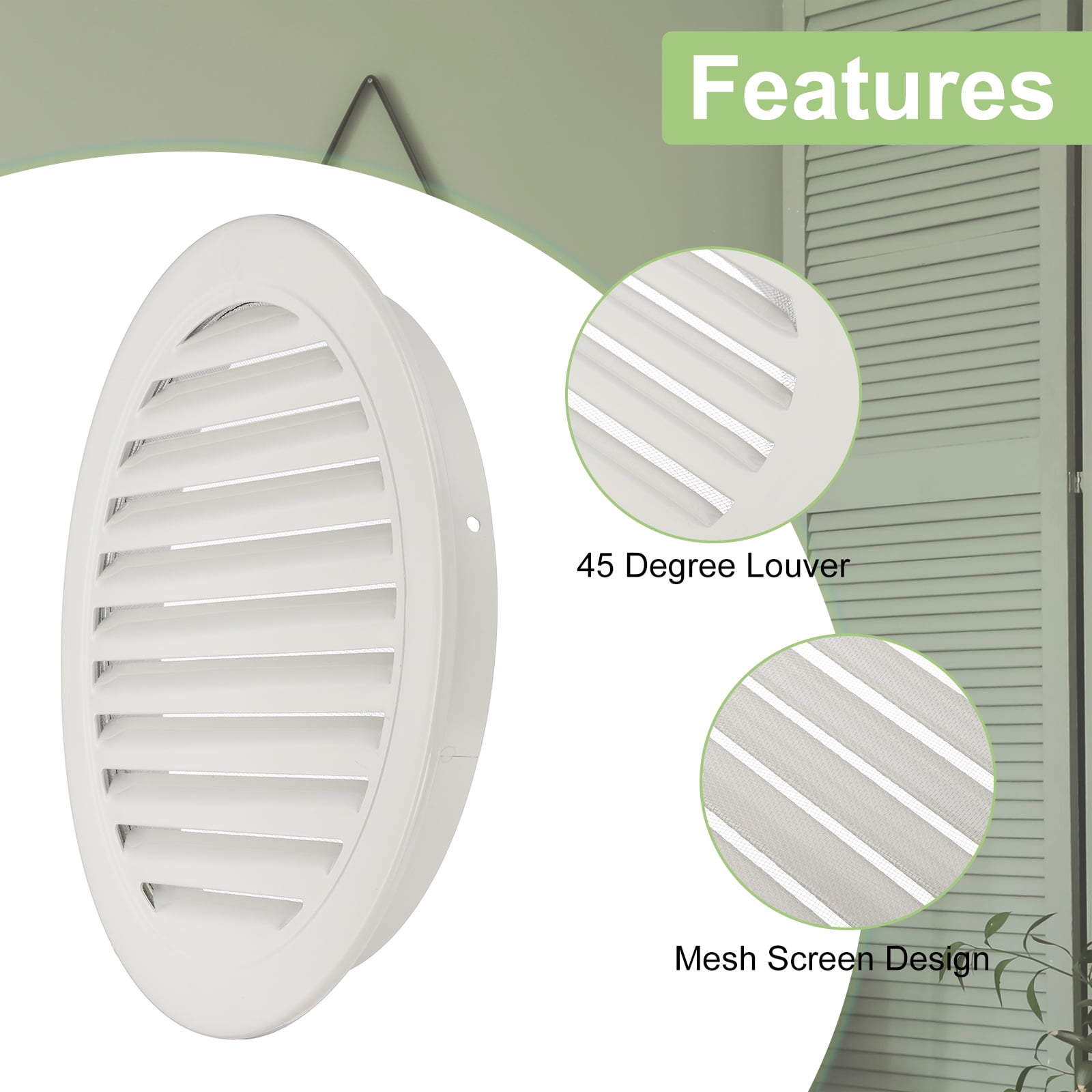 Round Soffit Vent, Aluminum Alloy Wall Vent Grille Cover for Exhaust Light Gray 12 Inch