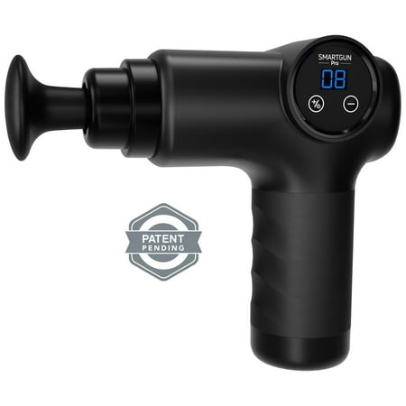 Spa Sciences SMARTGUN Massage Gun, Pro Therapeutic with 4 Heads, 8 Speed, Rechargeable, Black