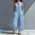 thumbnail image 2 of Chuancc Women's Summer Jumpsuits Boho Wide Leg Overalls Casual Loose Rompers with Pockets 2026 Blue S, 2 of 5