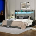 thumbnail image 2 of Amolife King Hydraulic Lift-Up Storage Bed Frame, LED Headboard with Fast Charging (USB/Type-C), 2-Tier Shelves & Velvet Upholstered, Gray, 2 of 13