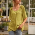 thumbnail image 4 of Camiseta Mujer Manga Corta Botón Camiseta Mujer Verano Top Blusa, M, Verde Speravity AP001222-06, 4 of 7