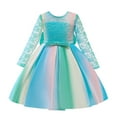 thumbnail image 1 of TechWave Robe de Concours Multicolore avec Nœud pour Filles, Robe de Fête d'Anniversaire, Robe en Dentelle Arc-en-Ciel, Robes de Pâques pour Enfants, Tenues d'Automne pour Filles, Robe de Mariage Fleurie, Roses et Robe 5t, Robe d'Automne Rare, 1 of 9