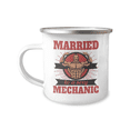 thumbnail image 1 of Mechanic Coffee Mug, Married To A Sexy Mechanic- 12 Oz Stainless Steel Enamel Finish White Camper Coffee Mug, 1 of 2