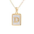 thumbnail image 1 of hanxiulin opal 26 letters necklace square letter necklace gold color with shells titanium steel english pendant necklace, 1 of 4