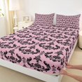 thumbnail image 4 of jejeloiu Romantic Damask Queen Sheets,Soft Floral Queen Sheet Sets For Adults,Pink Black,4-Piece,1 Flat Sheet, 1 Fitted Sheet and 2 Pillowcases, 4 of 6