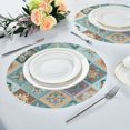 thumbnail image 4 of 15.4" Round Placemat Set of 1 Polyester Fabric Place Mats Non-Slip Dining Kitchen Table Mats for Kitchen Party Decor Intricate Blue Shape, 4 of 5