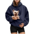 thumbnail image 4 of vigerakr Women's Pet Care Hoodie Fleece Petcare Hoodie Pet Carrier Kangaroo Pouch Hoodies with Dog Cat Pouch Pullover (Navy, XL), 4 of 7