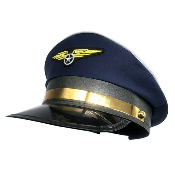 All-match Pilot Hat with Badge Aviation Cap Adjustable Captain Hat for Men Women