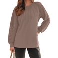 thumbnail image 2 of Womens Long Sleeve Shirts Lace Tops Business Casual Fall Fashion Outfits Clothes Knitted Y2k Blouses Khaki XXL, 2 of 8