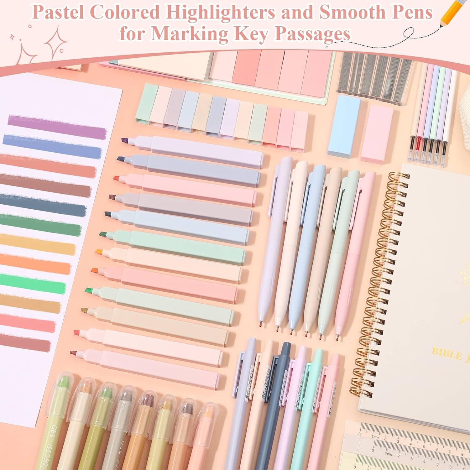 79 Pack Bible Study Supplies Journaling Kit for Women, Prayer Journal Note Taking Annotation Kit, Bible Tabs and Highlighters Set with Pencil Case and More Bible Study Tools
