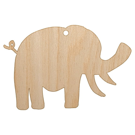 Elephant Doodle Solid Wood Holiday Christmas Tree Ornament Unfinished DIY Pre-Drilled Craft