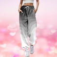 thumbnail image 2 of Pantalons pour Femmes Mode Décontractée Saint-Valentin Imprimé Amusant Taille Élastiquée Pantalons Cargo Gris P, 2 of 4