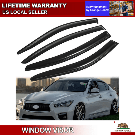 4Pcs Tinted Window Visor Wind Rain Sun Guard Vent JDM For 2014-2019 Infiniti Q50