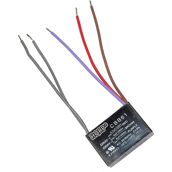 HQRP Capacitor Compatible with Harbor Breeze Ceiling Fan 4.7uf 6uf 6uf 5-Wire UL Listed