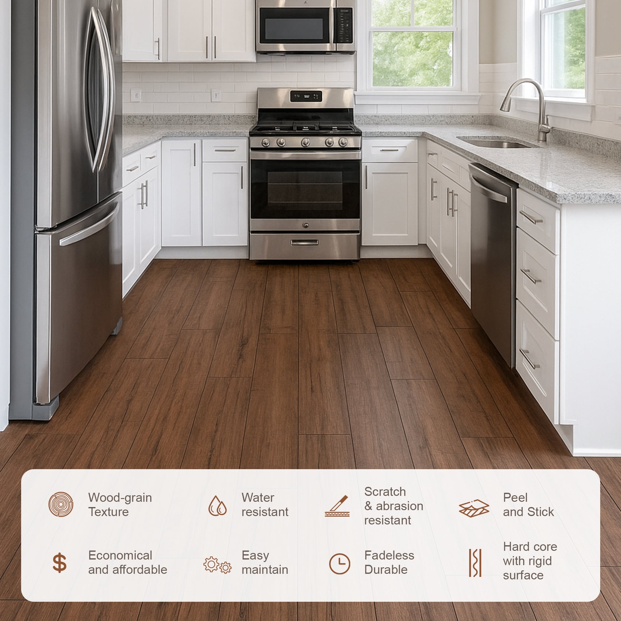 6''W x 36''L Peel & Stick, Vinyl Plank Flooring, Wood Grain, Self-adhesive And Waterproof Tile Sticker, DIY Stickers-for Decorating Living Rooms, Bedrooms, Offices,,54pcs (cover 81 Sq. ft)