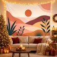 thumbnail image 3 of Geometric Sun and Rolling Hills Against Off-White Background, Serene Boho for Nature Lovers, Minimalist Landscape Wall Art Housewarming Gift, Tapestry Wall Hanging for Bedroom and Living Room, 3 of 7