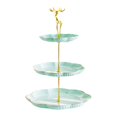 thumbnail image 2 of Soporte para cupcakes de 3 niveles, bandeja para servir frutas y snacks, multifuncional y decorativa. Oro verde, 2 of 9