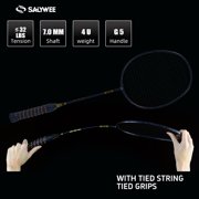 ZJ Full Carbon Fiber White Badminton Racket, 4U, <32lbs, Highly Flexible Middle Shaft, for Training & Competition, Men's and Women's Sports, Simple and Generous Design Concept