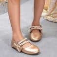 thumbnail image 2 of KPOPLK Girls Mary Jane Shoes Casual Princess Ballerina Dress Shoes Low Heels Slip on Flat Shoes for School Party Wedding Size 13,Gold, 2 of 9
