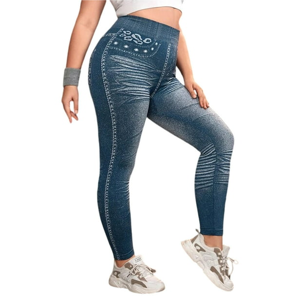 Women's Jeggings Faux Denim Jeans Leggings High Waist Tummy Control Pencil  Pants
