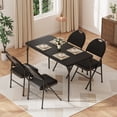 thumbnail image 3 of Rectangle Folding Table, 47.2 Inch Card Table, Multi-Functional Portable PU Leather Table for Indoor Outdoor Dining Panic Patio Balcony Backyard Poolside, Metal Frame, 3 of 9