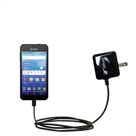 Gomadic Intelligent Compact AC Home Wall Charger suitable for the Kyocera Hydro Wave - High output power with a convenient, foldable plug design - Use