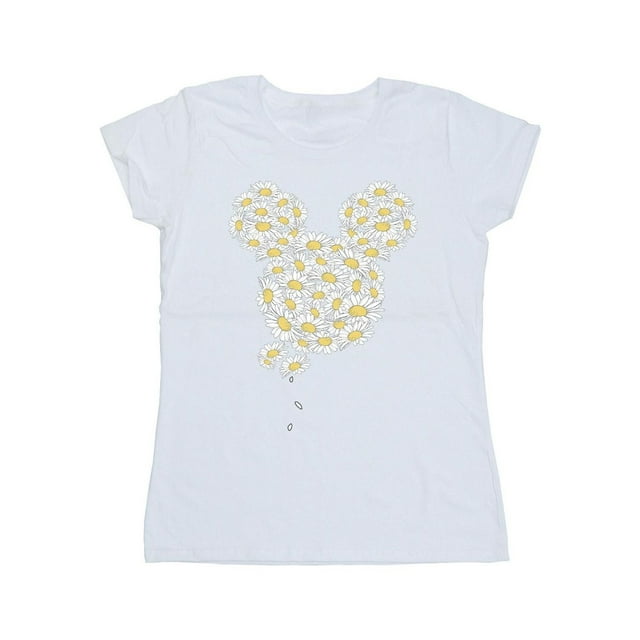 Mickey Mouse T-Shirt en Coton pour Femmes à Tête de Camomille