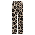 thumbnail image 6 of Leopard Print Pattern Winter Female Pants Flannel High Waist Women Pants Lady Warm Straight Leg Plush Trousers, 6 of 7