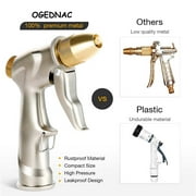 OGEDNAC Garden Hose Nozzle, Heavy Duty Metal Sprayer Nozzle, High Pressure Water Nozzle with 4 Spraying Modes for Watering Plants, Car Washing, and Pet Showering, Gold