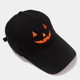 thumbnail image 6 of yunLCZ halloween hat for women Halloween Pumpkin Baseball Caps Unisex Adjustable Embroidery Pumpkin Face Dad Hat Cotton Cute Trucker Cap creepy Halloween top hat Polyester,Cotton Black M, 6 of 8