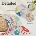 thumbnail image 3 of Colorful Hand Print Throw Pillow Covers, Cartoon Watercolor Graffiti Beige Soft Breathable Pillow Cases with Invisible Zipper for Sleeping, Body Pillowcases for Couch Bed Sofa Chair 24x36 Inches, 3 of 9