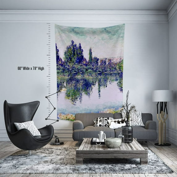 3S Brother's World Classic Art Masterpiece Tapestry Series - Claude Monet - Morning On The Seine Near Vetheuil Classical Art Tapestry Antique Vintage Collection Home Décor - Made in Turkey (39"Wx47"L)