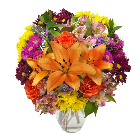 Colorful Bouquet, 21 Stems, Vase Included