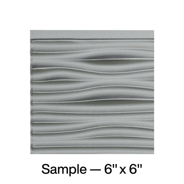 FASÄDE Waves Decorative Vinyl Backsplash Panel in Argent Silver (6X6 Inch Sample)