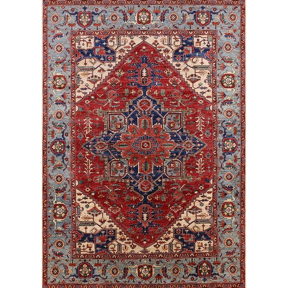 Ahgly Company Indoor Rectangle Mid-Century Modern Pink Oriental Area Rugs, 8' x 12'
