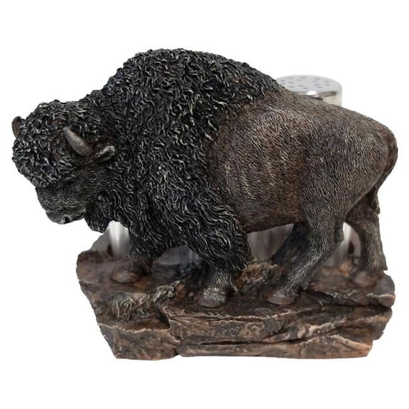 De Leon Collections 15506 Polyresin North American Bison Buffalo Majestic Western Themed Salt and Pepper Shaker Holder Set