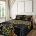 thumbnail image 2 of Ambesonne Tribal Fitted & Top Sheet Set with Shams, Night Stars Abstract, Dark Blue Yellow, 2 of 5