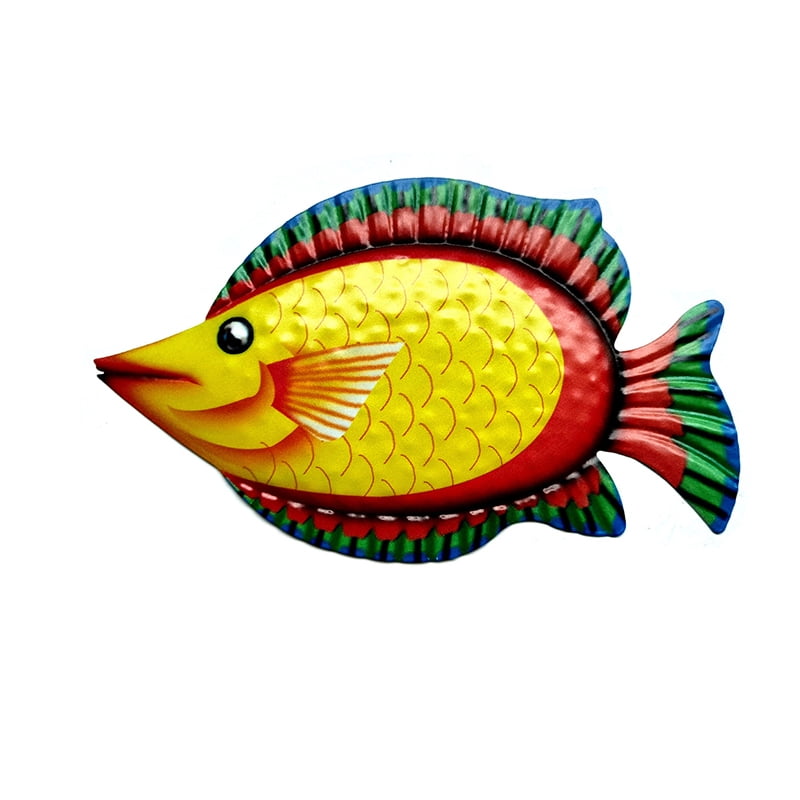 HXAZGSJA Tropical Fish Wall Decor Hanging Metal Marine Themed Ornament Bright Color Home Room
