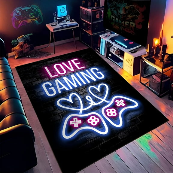 LAMIRO Gamer Rug for Boys Room Non-Slip 3D Cool Printed Gaming Rug for Boys Room,Game Room,Living Room Sofa Floor Mat