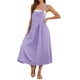 thumbnail image 3 of Trajes Cómodos para las Mujeres Lino de Ajuste Suelto Vestido de Playa con Correa de Espagueti de Línea a con Bolsillos para las Vacaciones, 3 of 8