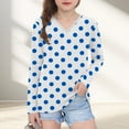 thumbnail image 2 of Favoffer Girls' Polka Dot Print V-Neck Blouse Base Layer Long Sleeve Toddler Baby Crewneck Long Sleeve T-shirts for Casual Outings Toddler Kid 3-14Y, 2 of 8