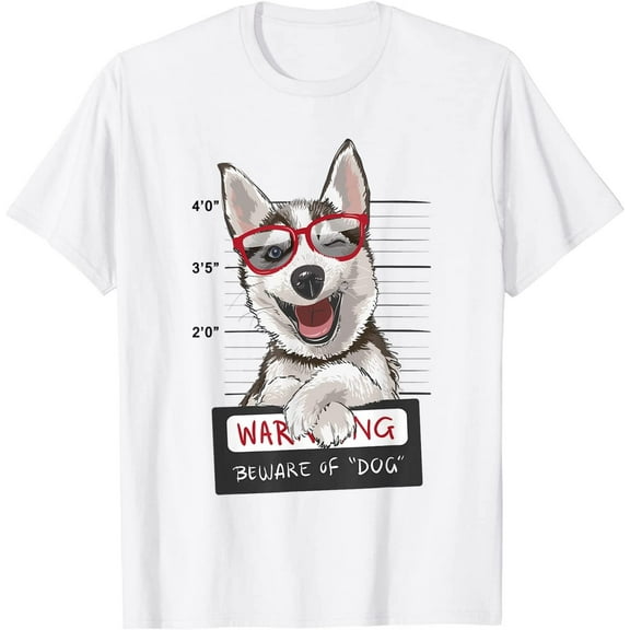 Warning Be Aware of Dog Husky Cute Eskimo Dog Puppy Pet Dog T-Shirt